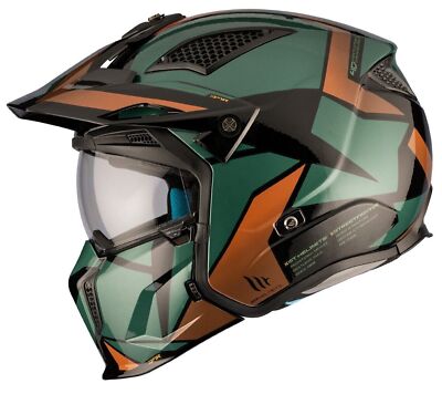 MT STREETFIGHTER FULL FACE OFF ROAD MX MOTORCYCLE CRASH HELMET P1R GREEN GOLD