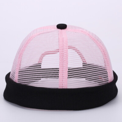 Herren Atmungsaktives Mesh Docker Kappe Roulé Manschette Brimless Skullcap Somme