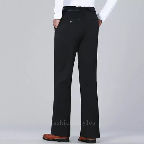 Men Slim Bell Bottom Flare Pants Retro 70s Stretch Dress Long Formal Trousers - Bild 10 von 28