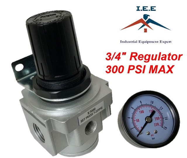 Air Pressure Regulator for compressed air 3/4" with gauge wall mounting