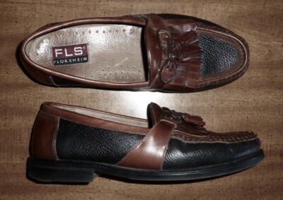 FLORSHEIM *TASSELED LOAFERS* BLACK & BROWN LEATHER SHOES  display picture 3