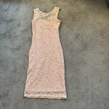 quiz Salmon Pink Lace Glitter Mini Dress Cocktail Party | Size 10