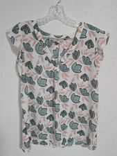 Loft Outlet Womens V-Neck Leaf Floral Print Blouse Womens Sz Medium