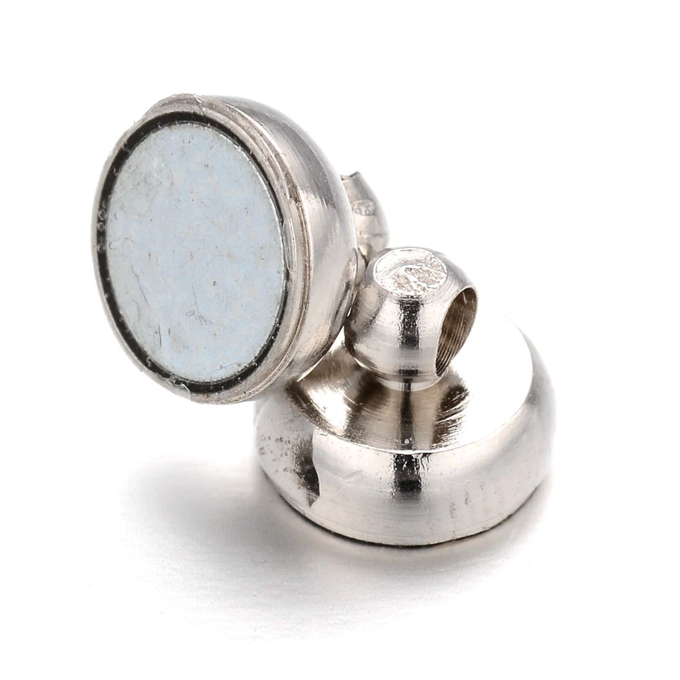 100 Sets Strong Brass Magnetic Clasps Oval Smooth Jewelry Closure Platinum 11mm - Image 3 of 4