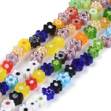 10 Millefiori Glass Flower Beads Assorted Lot Floral Jewelry Supplies 5mm Mixed