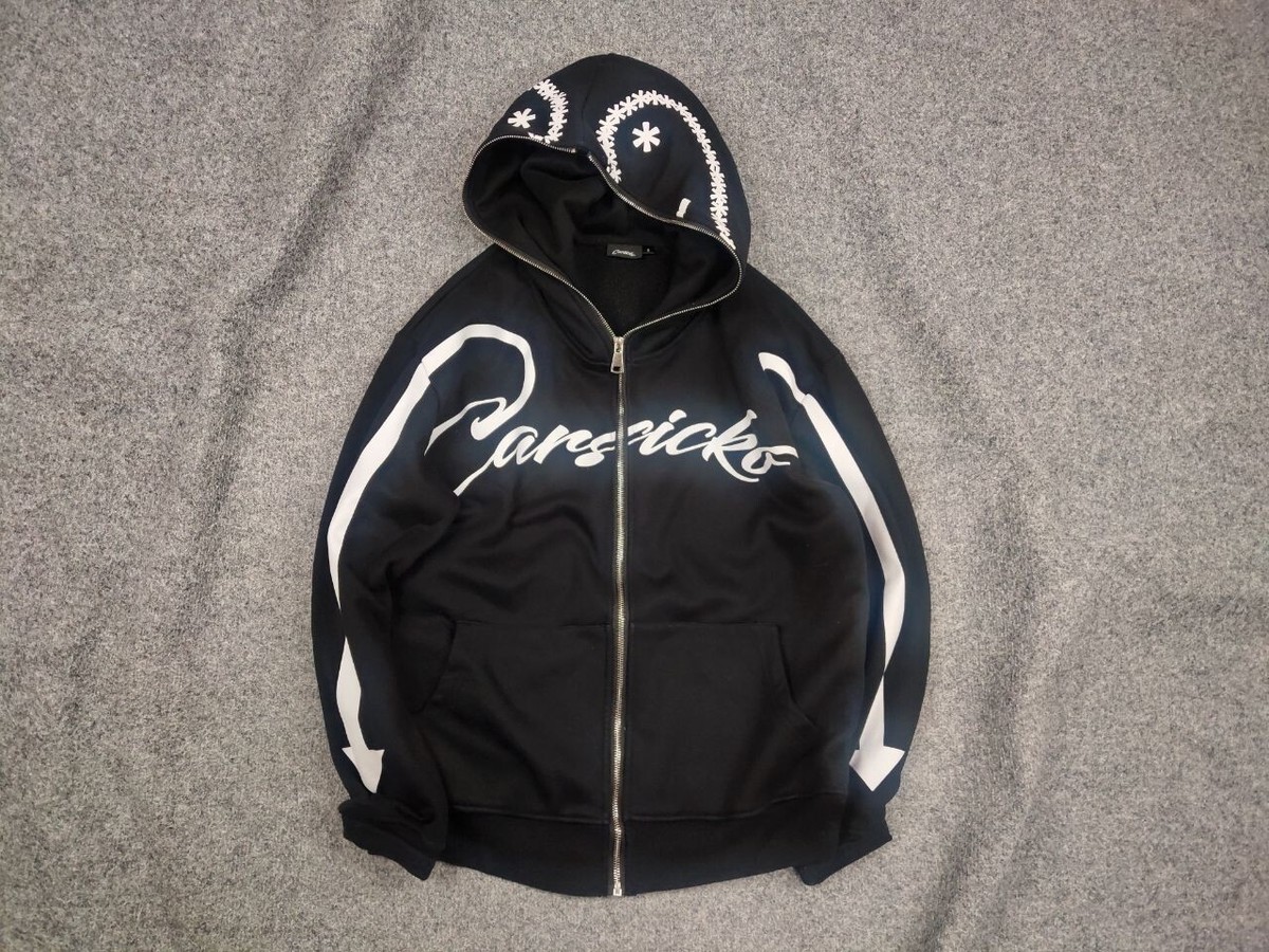 Carsicko Design Full Zip Up Black logo Hoodie Vetements style | eBay