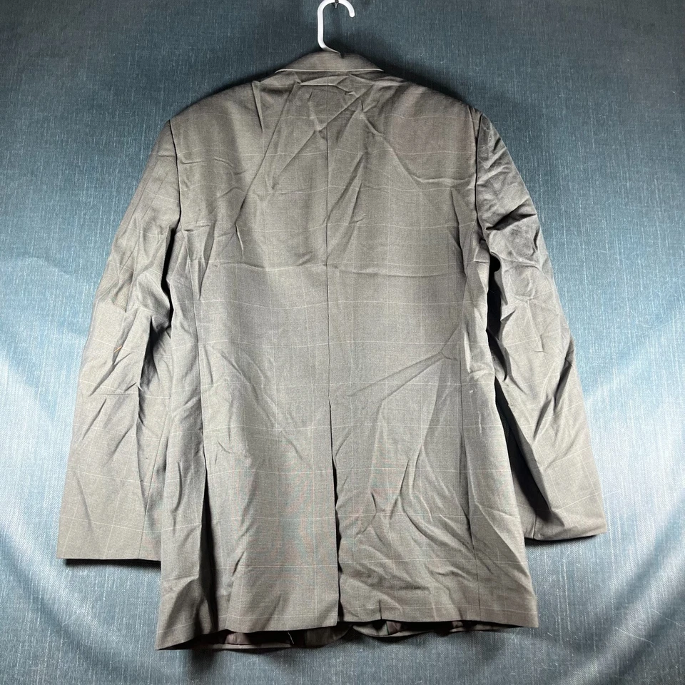 Traje Barrington Para Hombre 2 Piezas Talla 42L Gris Cuadros Muesca Solapa Sencillo Pecho Foto 4 de 4