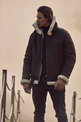 Brown Bourdon Shearling Aviator Jacket 