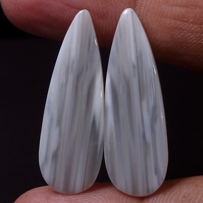 23.00 Cts 100% Natural Pair White MONTANA Agate Cabochon Loose Gemstone TRD-2381