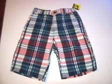 NEW Volcom size 10 Big Youth boys red navy blue plaid khaki shorts