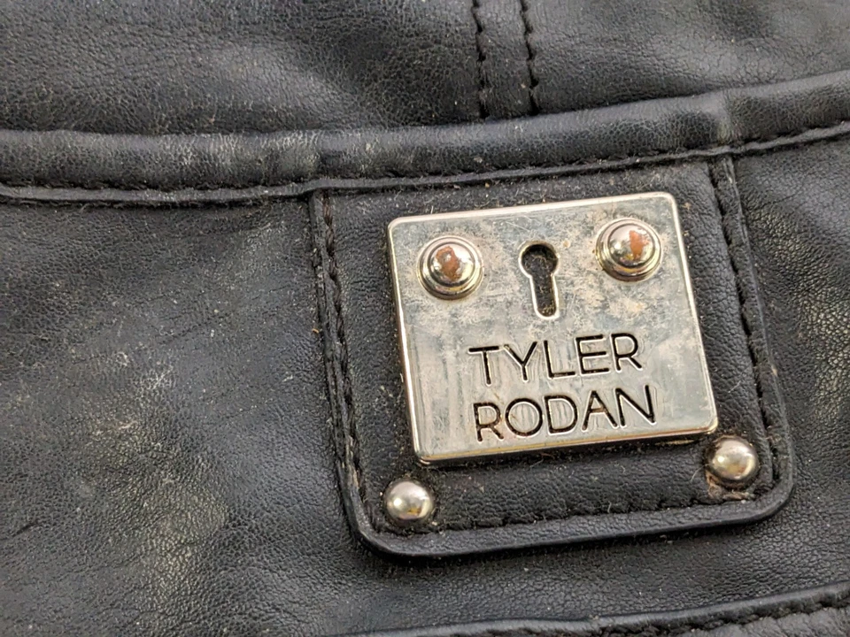 Tyler Rodan Black Faux Leather Purse Handbag Multi Pocket Compartment - Image 3 of 4