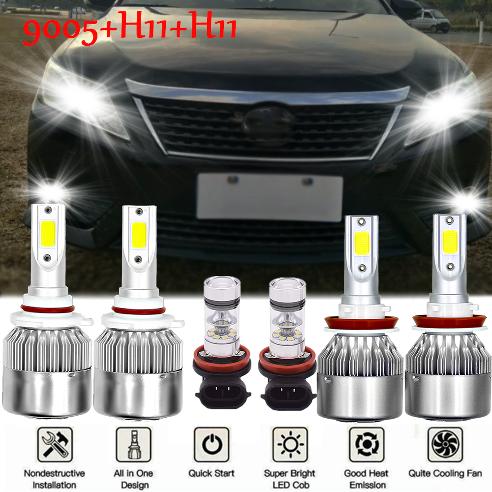 For Toyota Camry 2007-2014 LED Headlight Fog Light Bulbs Kit  6X Car Led Light