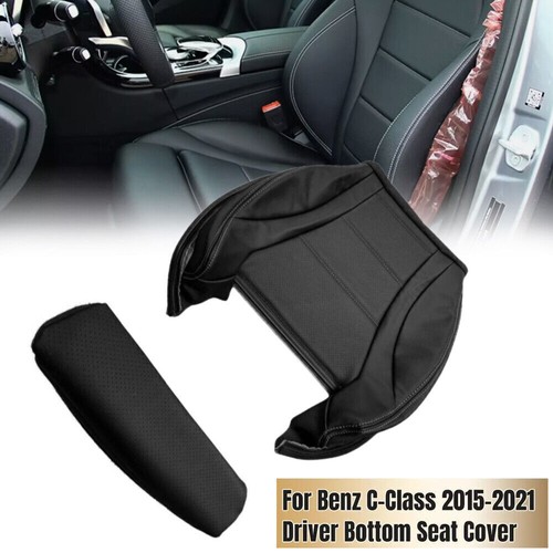 Für 2014-2020 Mercedes-Benz C-Klasse Fahrer Unten Sitzbezug W205 - Leder Schwarz - Picture 8 of 10