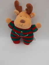Soft Dreams Merry Christmas Baby Rattle  Red Green Reindeer Soft Plush Lovey