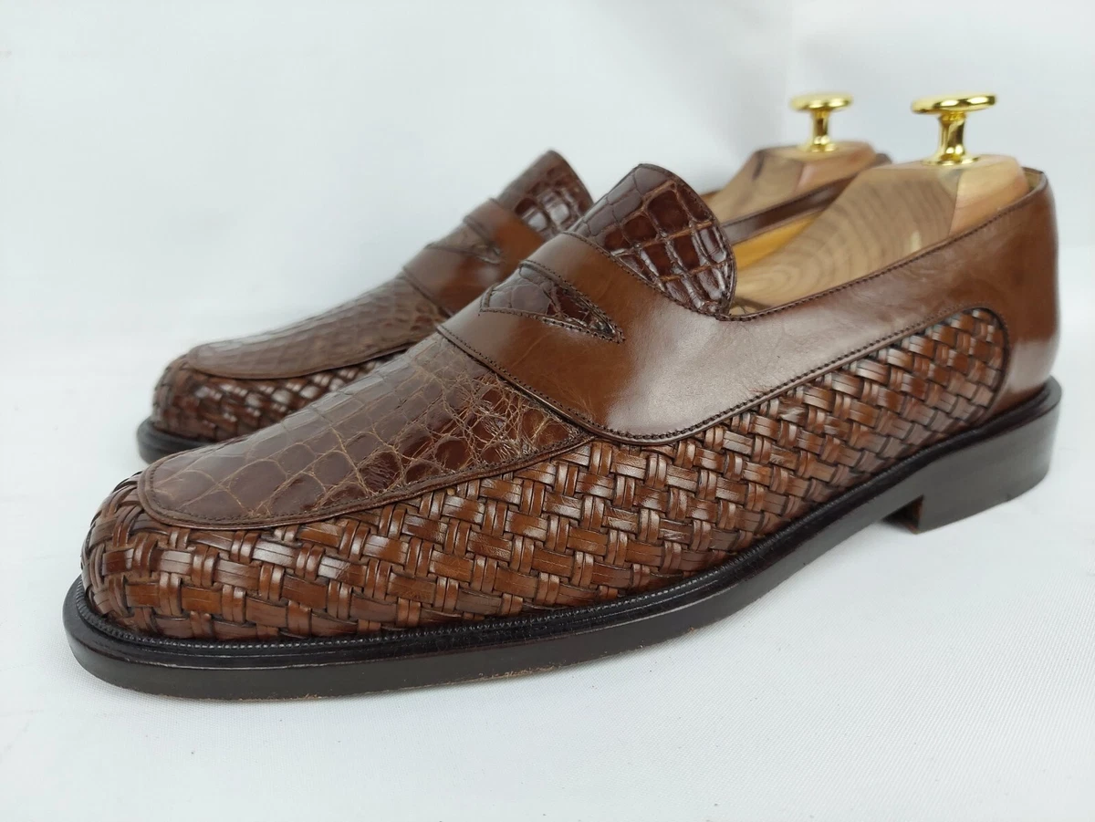 Mezlan Spain Catania Genuine Crocodile Weave Penny Loafer US 7.5 UK 6.5 F