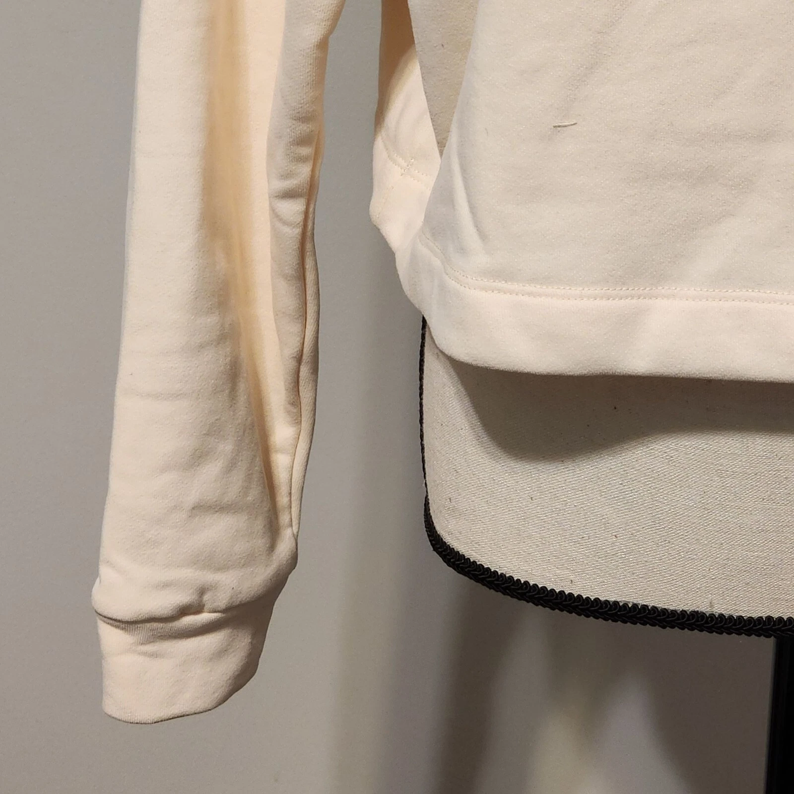 OFF WHITE Felpa con cappuccio Halara tg M donna spalle scoperte coulisse cropped panna