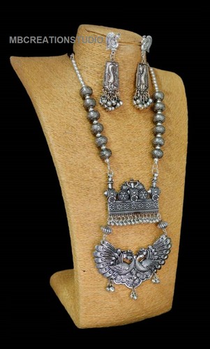 Dual Tone Silver Oxidized Jewellery Set 