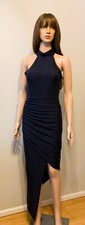 Windsor Black Strech Knit Ruched Bodycon Dress Size M