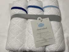 Cloud Island Changing Pad Liners - set of 3 - white  blue 27x13 new 49357