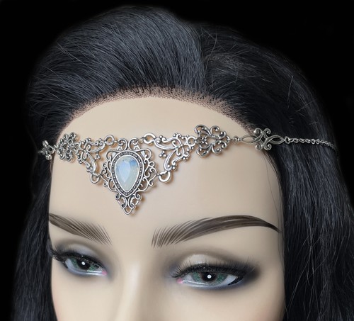 Gothic Victorian Medieval Bridal Wedding Silver Headpiece Circlet Crown Jewelry - Picture 25 of 34