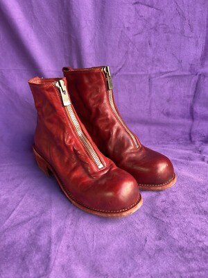 Guidi PL1 Red Soft Leather Front Zipper Ankle Boots 35 | eBay