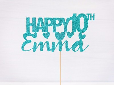Personalised 10th Birthday Cake Topper Banner Many Colours