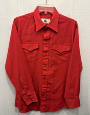 Vintage Men's Mesquite Red Western SHirt w Pearl Snaps 16 34 Chest 44
