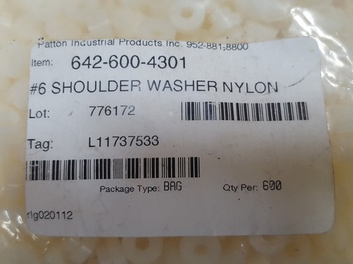 #6 Lavadora de hombros de nailon, parte superior OD = 0,404", parte inferior OD = 0,278", L = 0,25, bolsa de 600 - Imagen 2 de 2