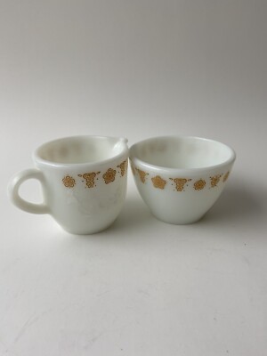 Vintage Pyrex Tableware by Corning Golden Butterfly Sugar Bowl