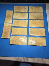 ANTIQUE ART POTTERY 3 X 6 -UNBRANDED 12PCS-PATTERN-CREAM HINTS OF  BROWN BLUE-LC