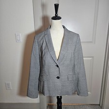 NEW Talbots Wool Blend Blazer Suit Women Size 8 Houndstooth Black White