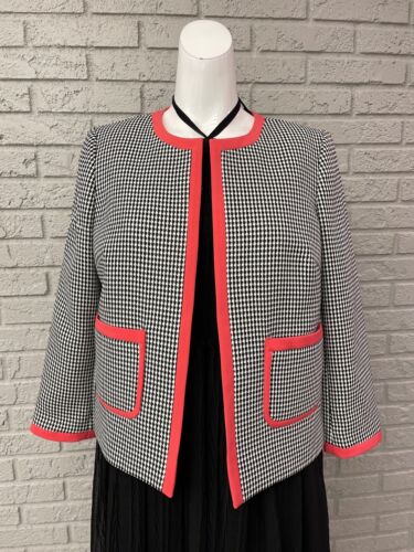 Nine West Pop of Color Black & White Checked Blazer Size 4 - Picture 1 of 9