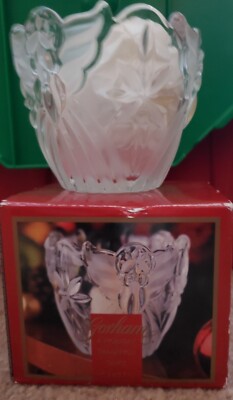 Gorham Angels of Peace Crystal Candle Votive Holder Holiday Traditions Christmas