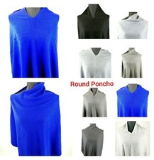 Cashmere Poncho Wrap Handmade Pashmina Shawl  V & Round Neck Nepal Made