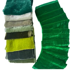 Green Mulberry Silk Velvet Scrap/Remnant/Ribbon 6x44", 8x44", 10x44" for Craft