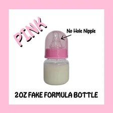 ONE PINK 2oz Sealed Fake Formula  Bottle For Lifelike Baby Dolls