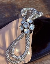 Jeweled Embellished Square Toe Heeled Sandals-Cocktail Party-Wedding Heels-8 NEW