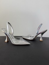 NEW 495 Stuart Weitzman XCurve 100mm Slingback Pump Iridescent Silver Size 5.5