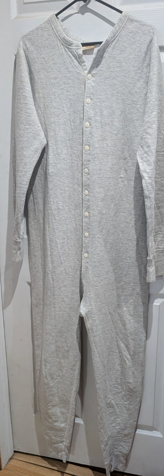 VTG LL Bean 2-Layer Union Suit Gray Wool Blend Size Large PJs Thermal Long Johns