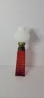 Vintage Miniature Art Deco Geometric Space Age Red Milk Glass Oil Lamp Hong Kong