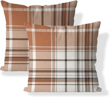 Set of 2 Fall Pillow Covers Autumn 18" x (Pack 2), Plaid 