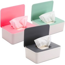 NOVWANG 3 Pack Baby Wipes Dispenser Wipes Holder with Lids, Keep Wipes Fresh, Re