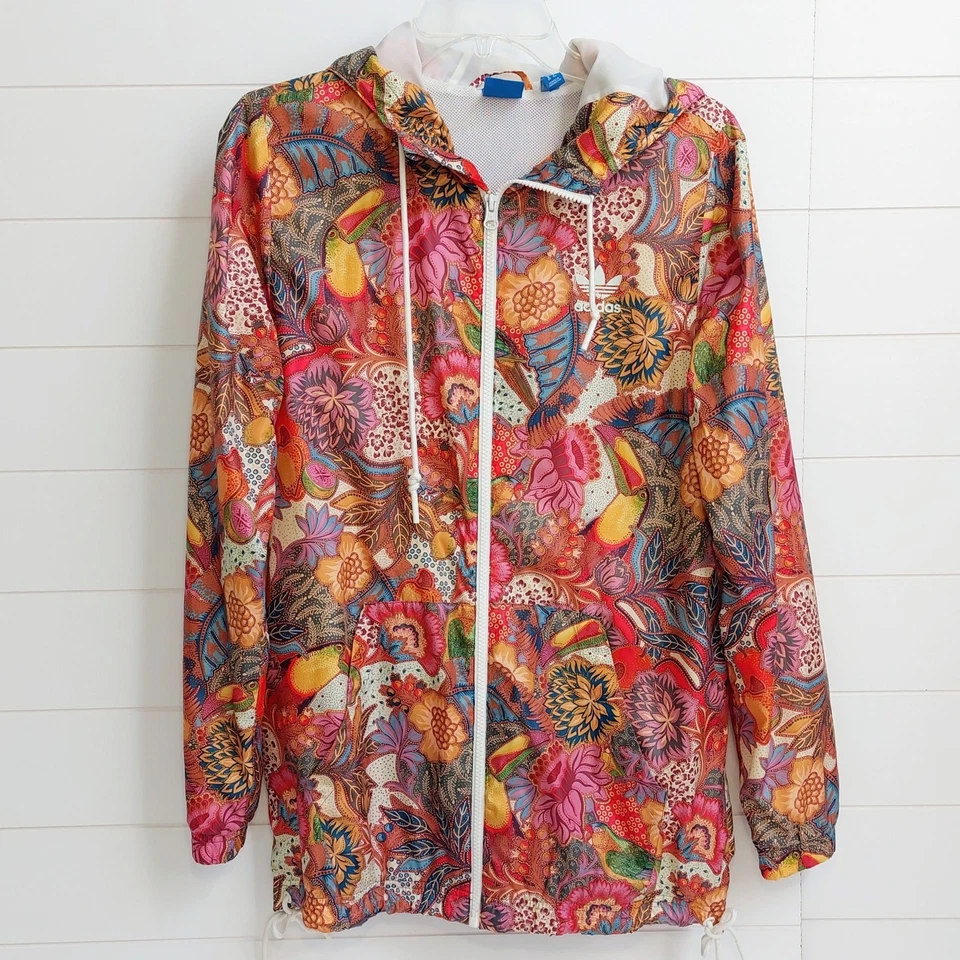 阿迪达斯 Originals Farm Rio Fugiprabali 印花风衣连帽衫,尺寸 S,通风 — 第 2/4 张图片