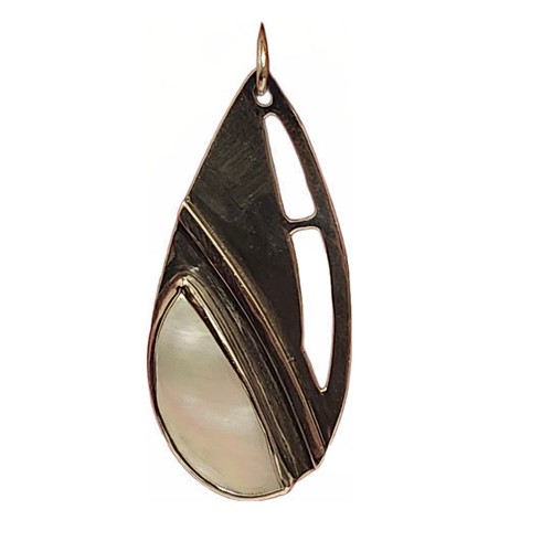 Southwest Native American Sterling Silver MOP/Shell? PENDANT 4" Signed N. Frost - Picture 1 of 6