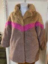MOLO Kids Teddy Faux Fur In Haili Block Dear Jacket Size 7-8 Y
