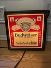 Vintage 1980's Budweiser King of Beers Genuine Lighted Sign Wall Clock Decor