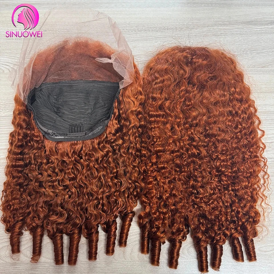 Peluca de cabello humano rizado de jengibre naranja 12A HD peluca frontal de encaje prearrancada para mujer Foto 4 de 4
