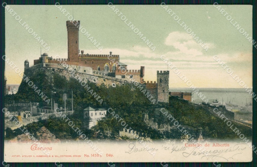 Genova Città Castello de Albertis PIEGA cartolina WX2877