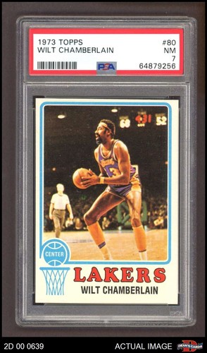 1973 Topps #80 Wilt Chamberlain Lakers HOF Kansas PSA 7 - NM