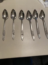 Oneida Community MY ROSE 6" Stainless Steel  Set 6 Grapefruit Spoons Flatware